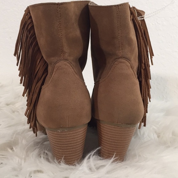 Rampage Frankey Tan 3” Heeled Fringe Ankle Boot 10 - Picture 5 of 15